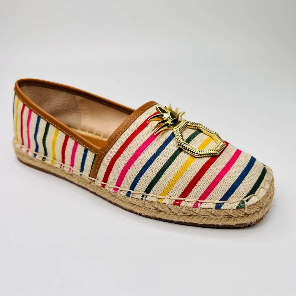 Louise et Cie Adige Rainbow Striped Jute-Wrapped Sole Espadrille Slip On Flats